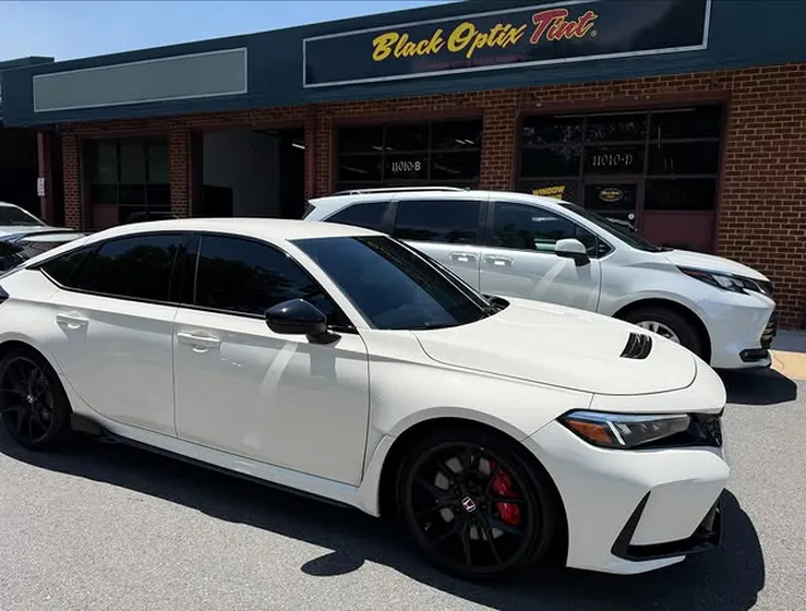White Honda Civic Type R with ceramic tint